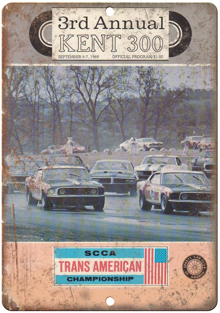 1969 3rd Annual Kent 300 Program Cover Metal Sign