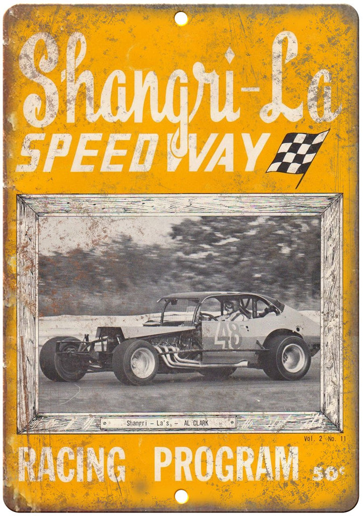 Shangri La Speedway Al Clark Racing Program Metal Sign