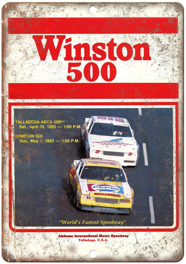 Winston 500 Alabama Talladega Program Cover Metal Sign