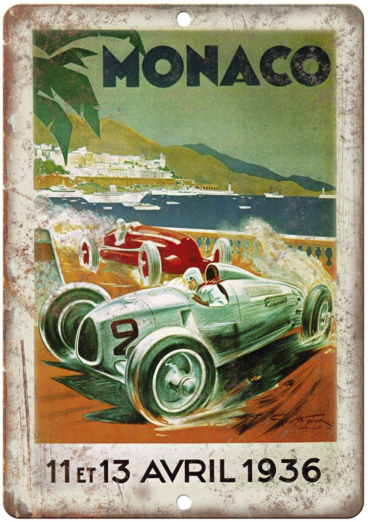 1936 Monaco Automobile Race Poster Metal Sign