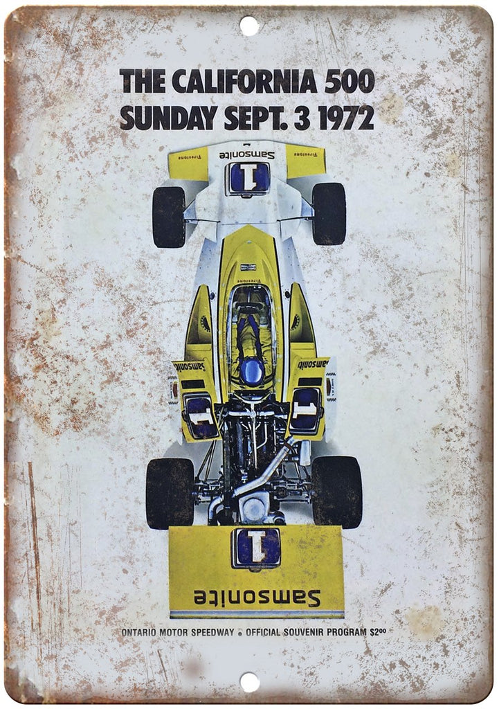1972 California 500 Ontario Motor Speedway Metal Sign
