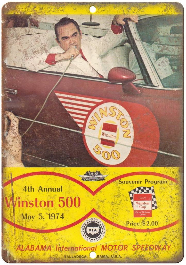 1974 Winston 500 Alabama Speedway Talladega Metal Sign