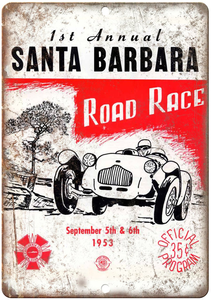 1953 Santa Barbara Road Race Program Metal Sign