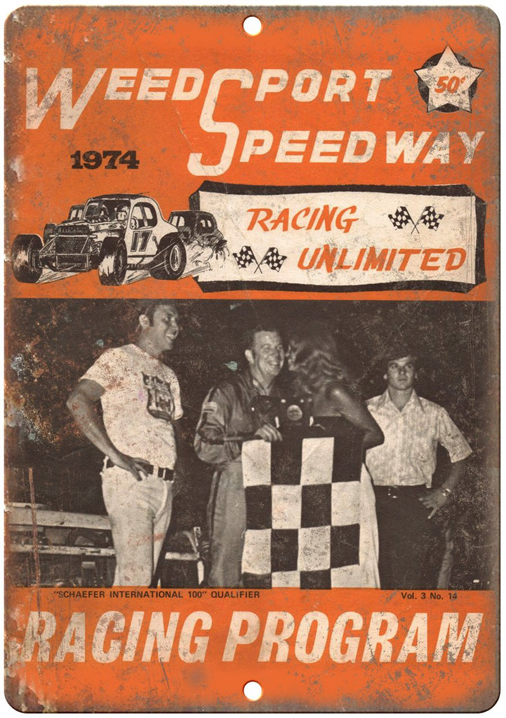 1974 Weed Sport Speedway Program Metal Sign