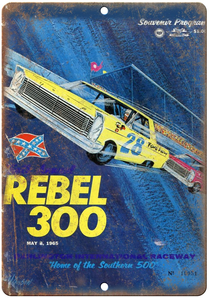 1965 Rebel 300 Southern 500 Permatex 200 Metal Sign