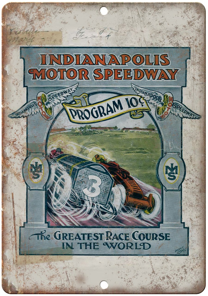 Indianapolis Motor Speedway Program Cover Metal Sign