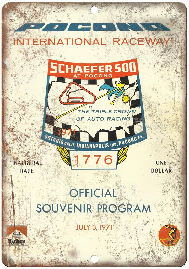 Schaefer 500 Pocono International Raceway Metal Sign