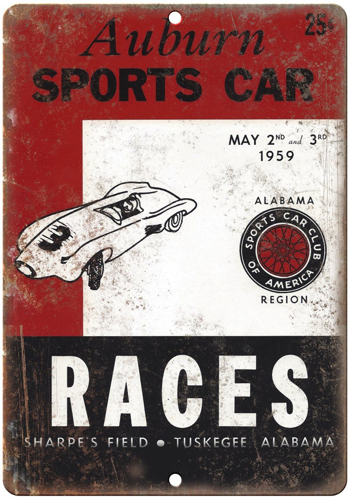 Auburn Sports Car Races Sharpes Field Metal Sign