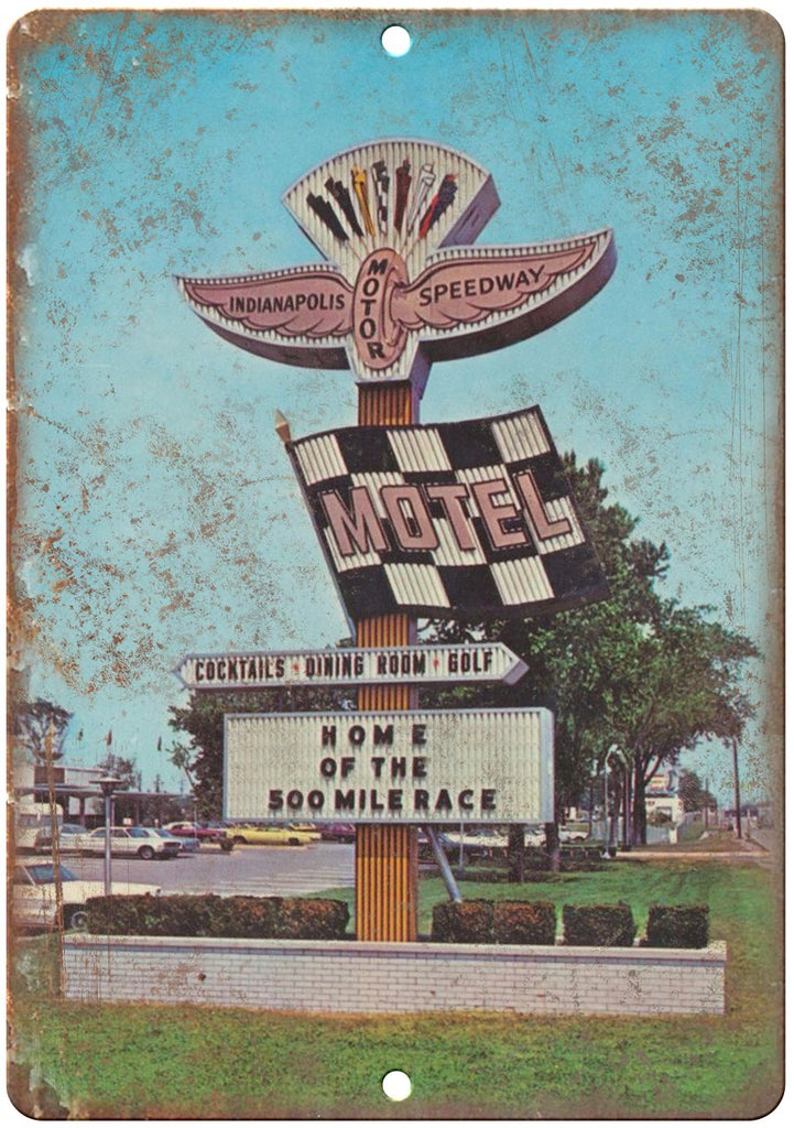 Indianapolis Motor Speedway Motel Ad Metal Sign
