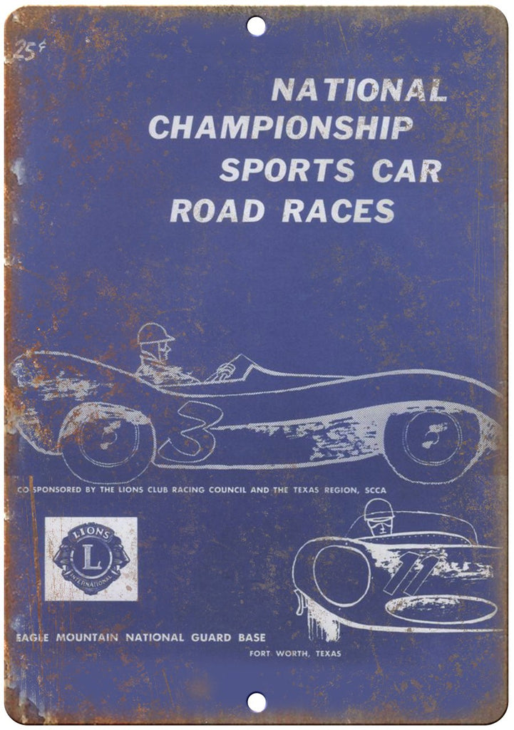 National Championship Sports Car Races Metal Sign