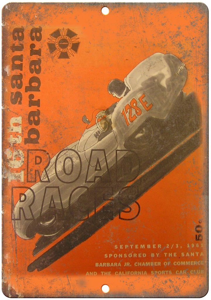 1961 Santa Barbara Road Races Ad Metal Sign