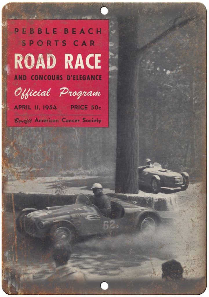 1954 Pebble Beach Sports Car Road Race Metal Sign