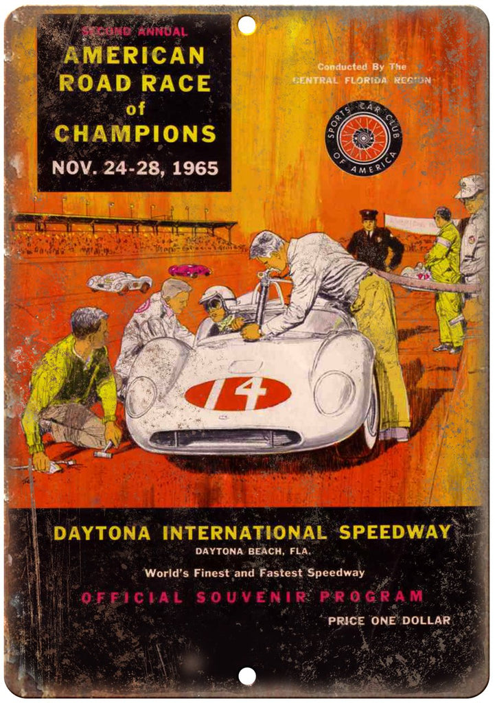 Daytona International Speedway 1965 Program Metal Sign