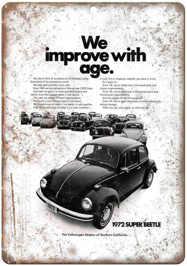 1972 Volkswagen Super Beetle Ad California Metal Sign