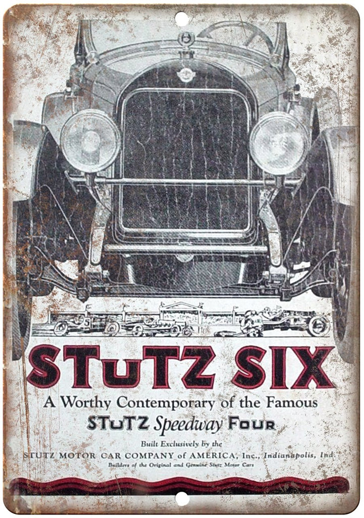 Stutz Six Motor Car Company Speedway Four Metal Sign