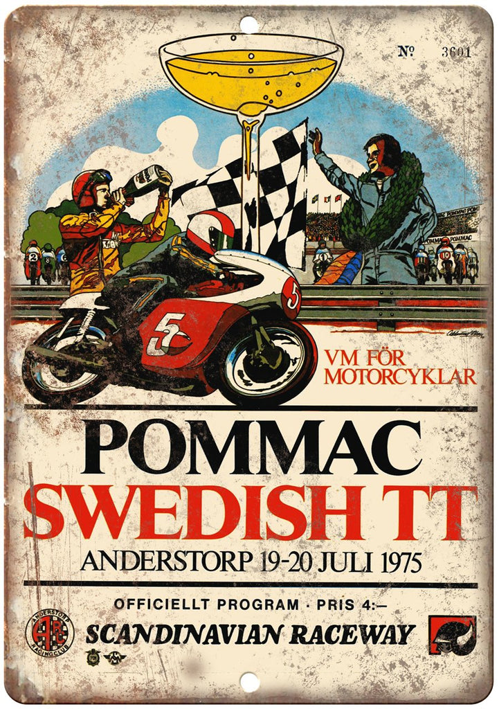 1975 Pommac Swedish TT Scandinavian Raceway Metal Sign