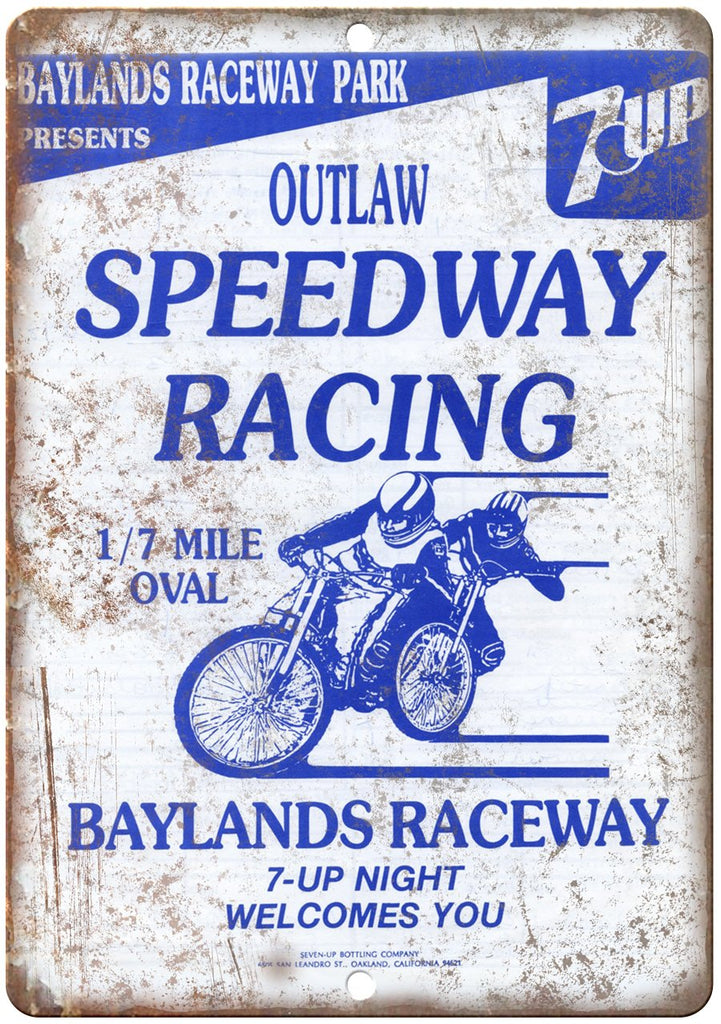 Baylands Raceway Park Outlaw Speedway Metal Sign