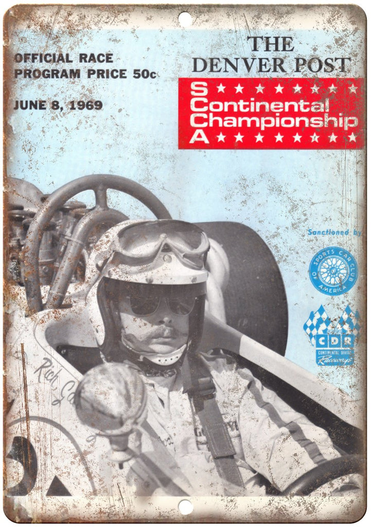 1969 SCCA Racetrack Program Vintage Ad Metal Sign