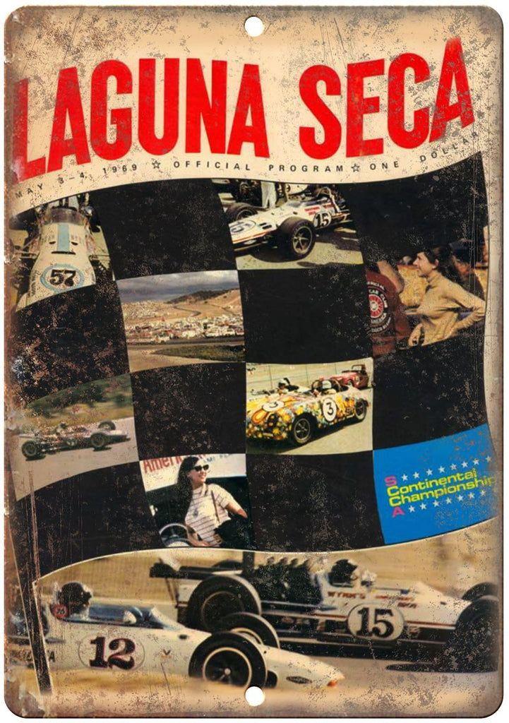1969 Laguna Seca Auto Races Ad Metal Sign