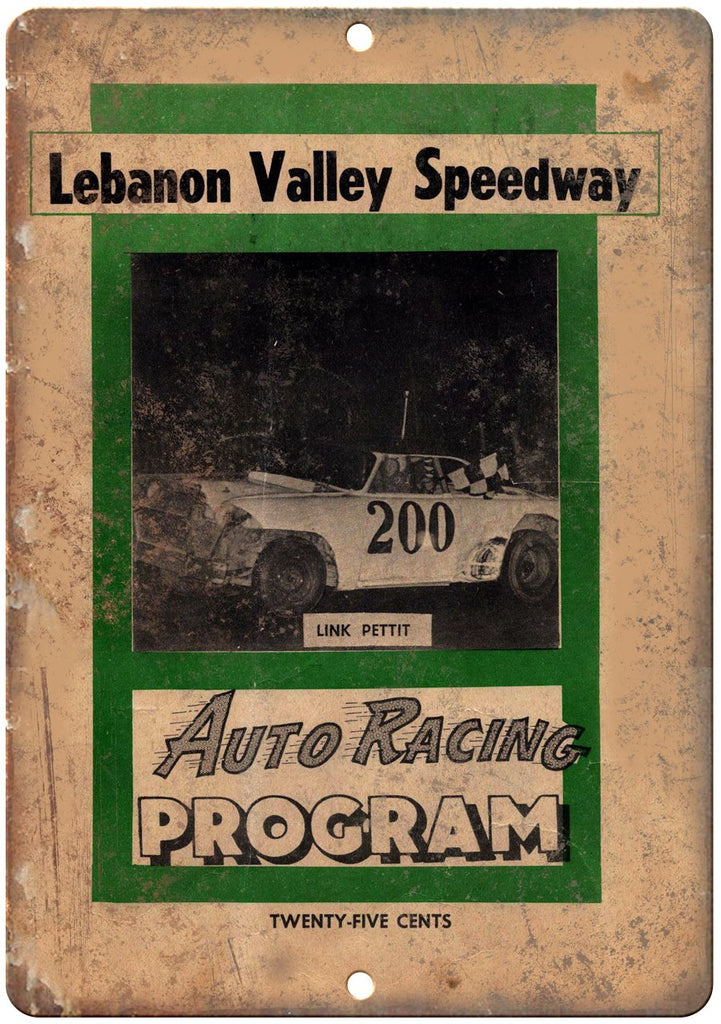 Lebanon Valley Speedway Auto Racing Program Metal Sign