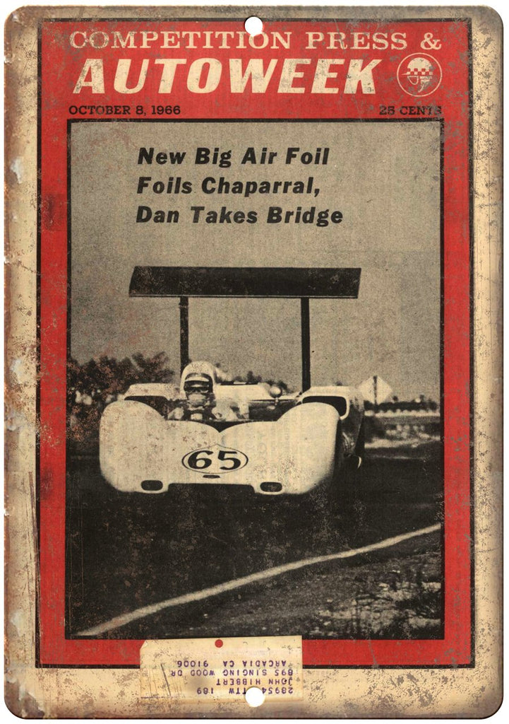 1966 Autoweek Race Car Ad Metal Sign