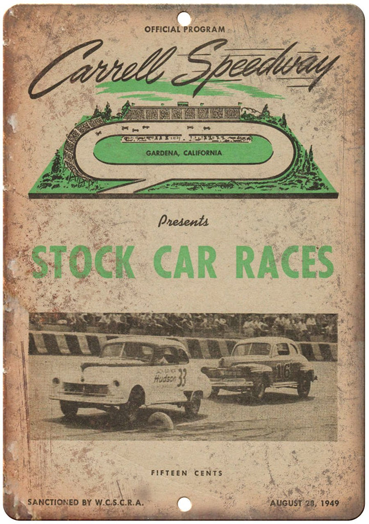 Carrell Speedway Stock Car Races Ad Metal Sign