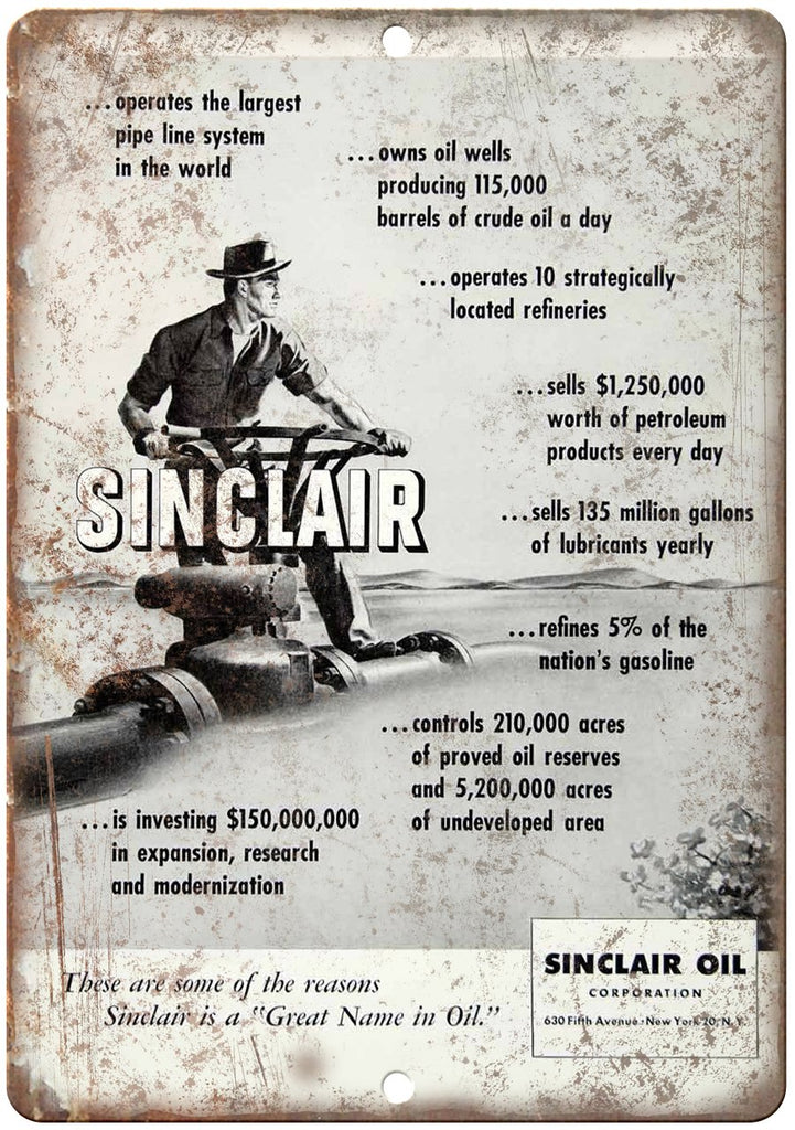 Sinclair Oil Corporation Motor Oil Metal Sign