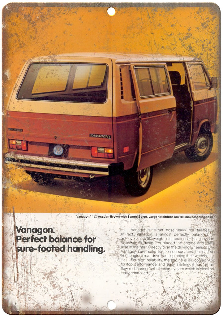 Volkswagen VW Vanagon Hatchdoor Van Ad Metal Sign
