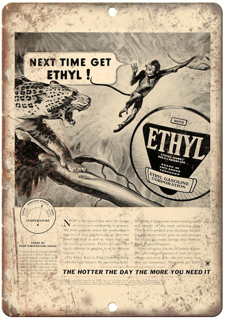Ethyl Gasoline Corporation Metal Sign