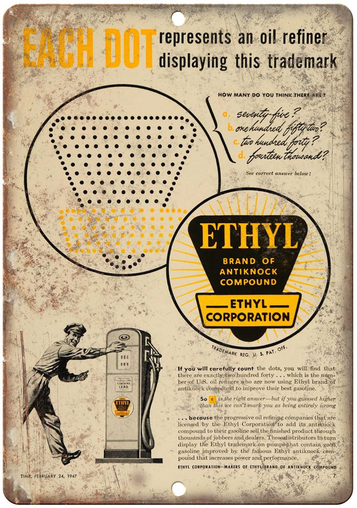 Ethyl Corporation Motor Oil Metal Sign