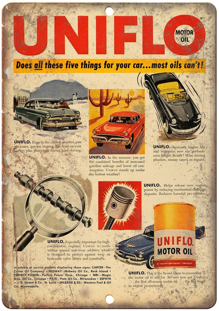 Uniflo Motor Oil Metal Sign