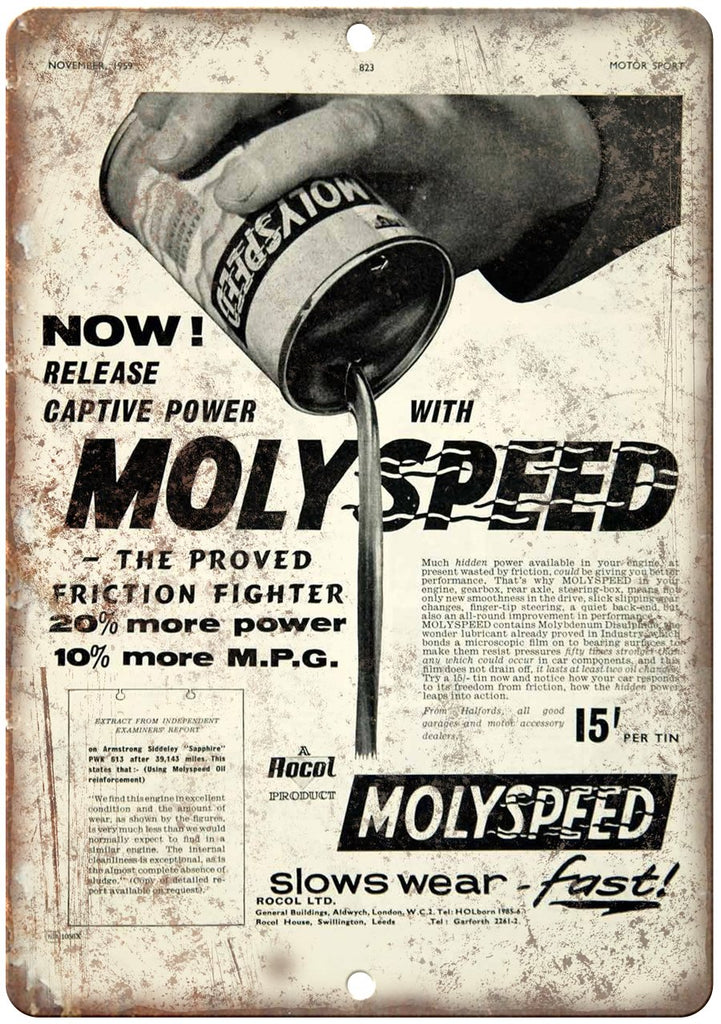 Molyspeed Motor Oil Metal Sign