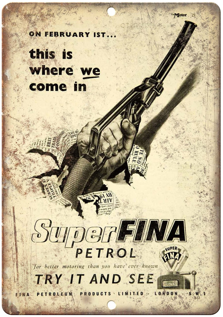 Superfina Petrol Motor Oil Metal Sign