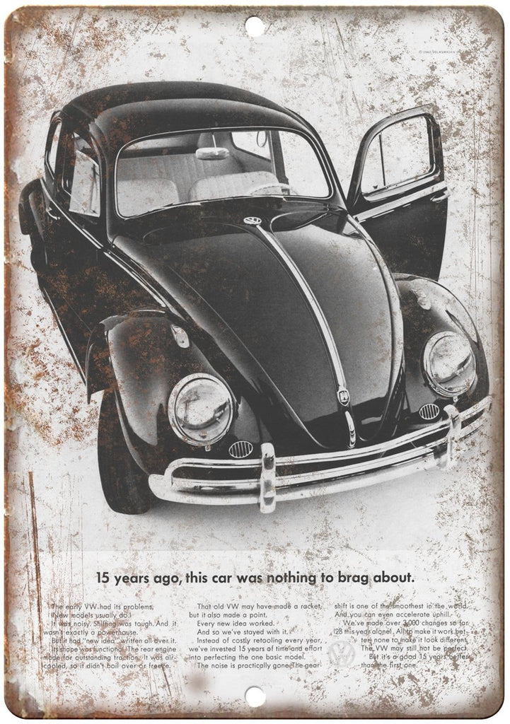 Volkswagen VW Bug Nothing to Brag About Ad Metal Sign