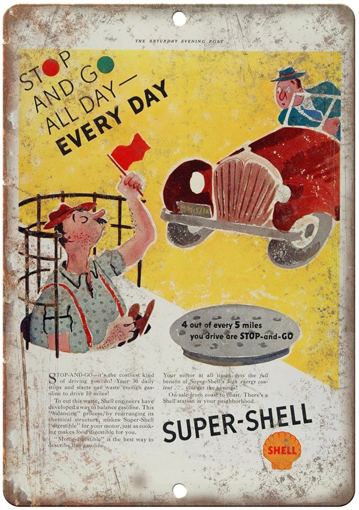 Super Shell Motor Oil Metal Sign