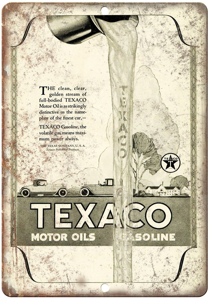 Texaco Motor Oil Gasoline Metal Sign