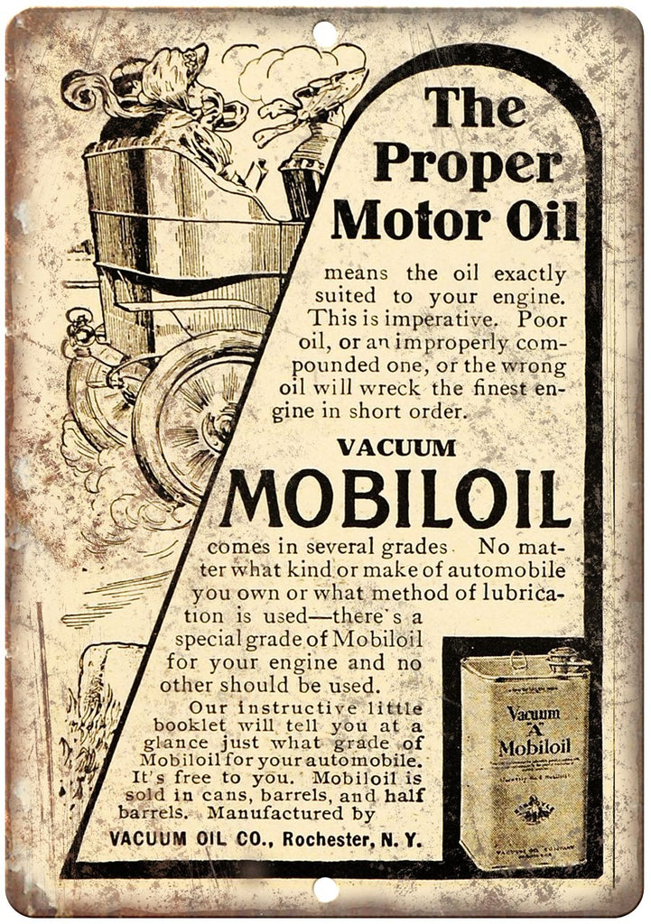 Vacuum Mobiloil Motor Oil Metal Sign