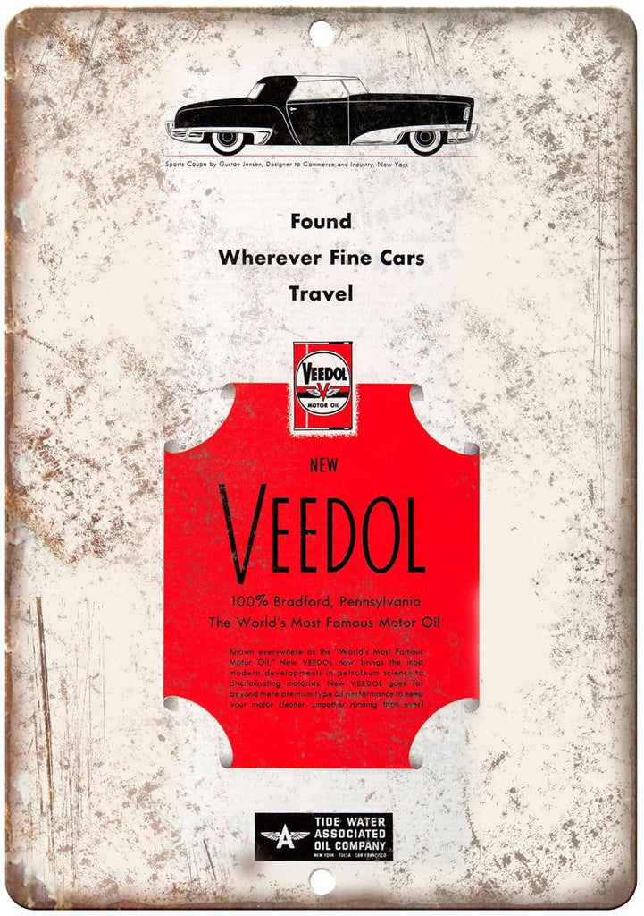 Veedol Gasoline Car Vintage Ad Metal Sign