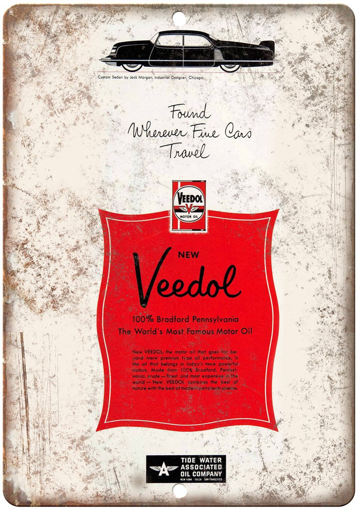 Veedol Oil Company Vintage Ad Metal Sign