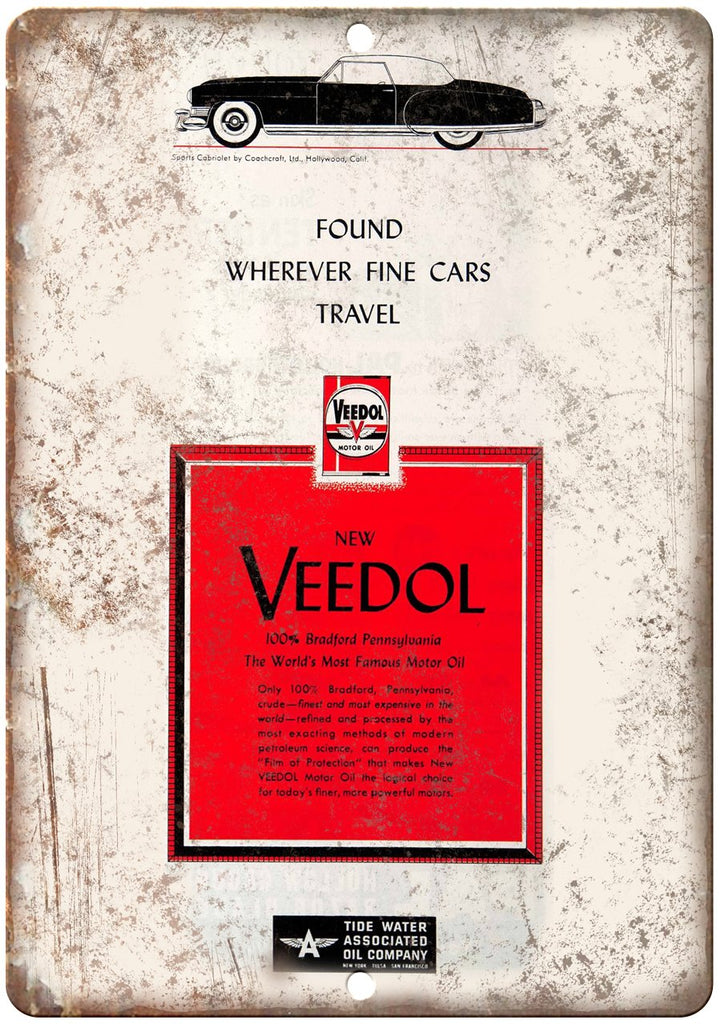 Veedol Motor Oil Gasoline Metal Sign