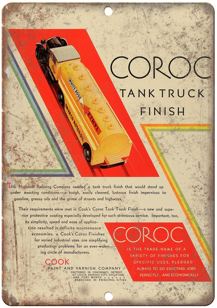 Corok Tank Truck Motor Oil Metal Sign