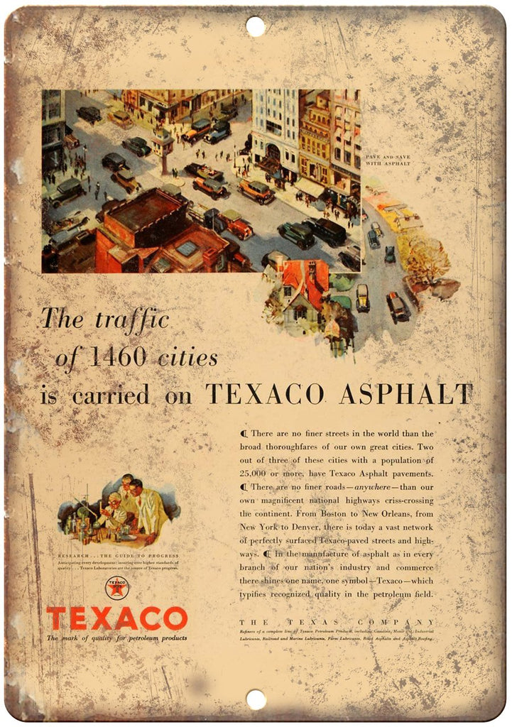 Texaco Asphalt Motor Oil Metal Sign