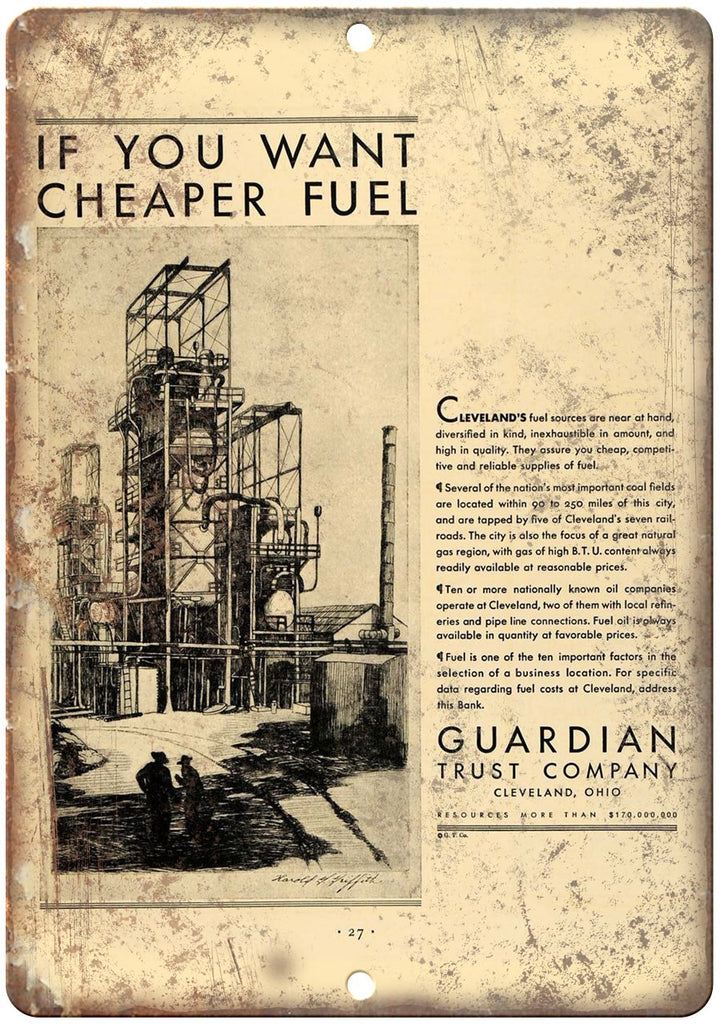 Guardian Trust Company Motor Oil Metal Sign