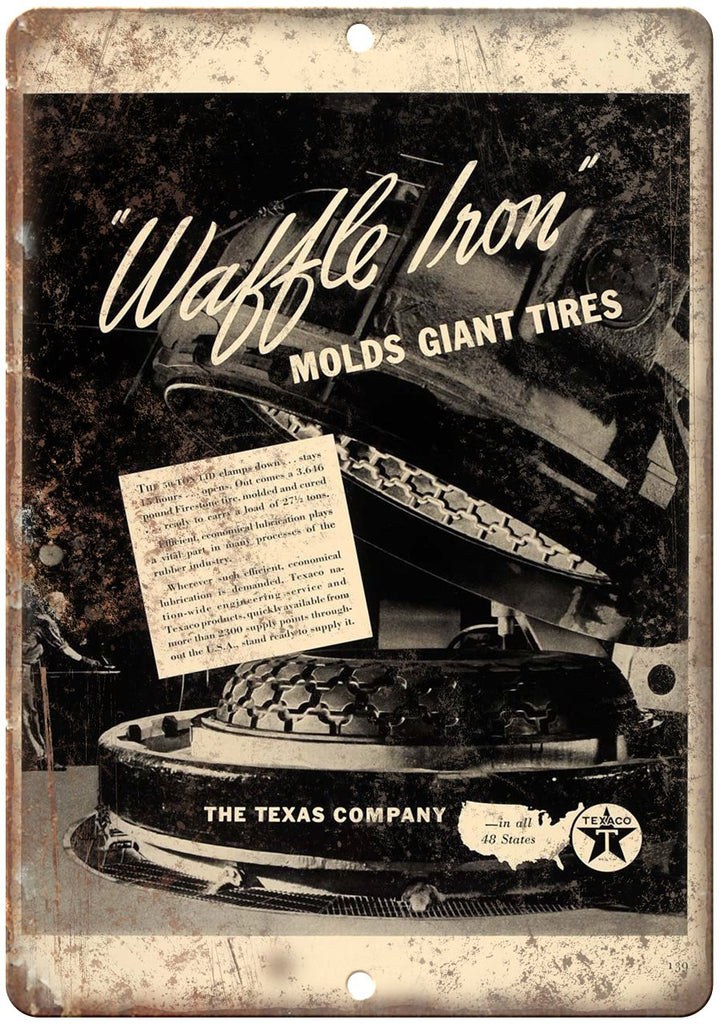 Texaco Waffle Iron Motor Oil Metal Sign