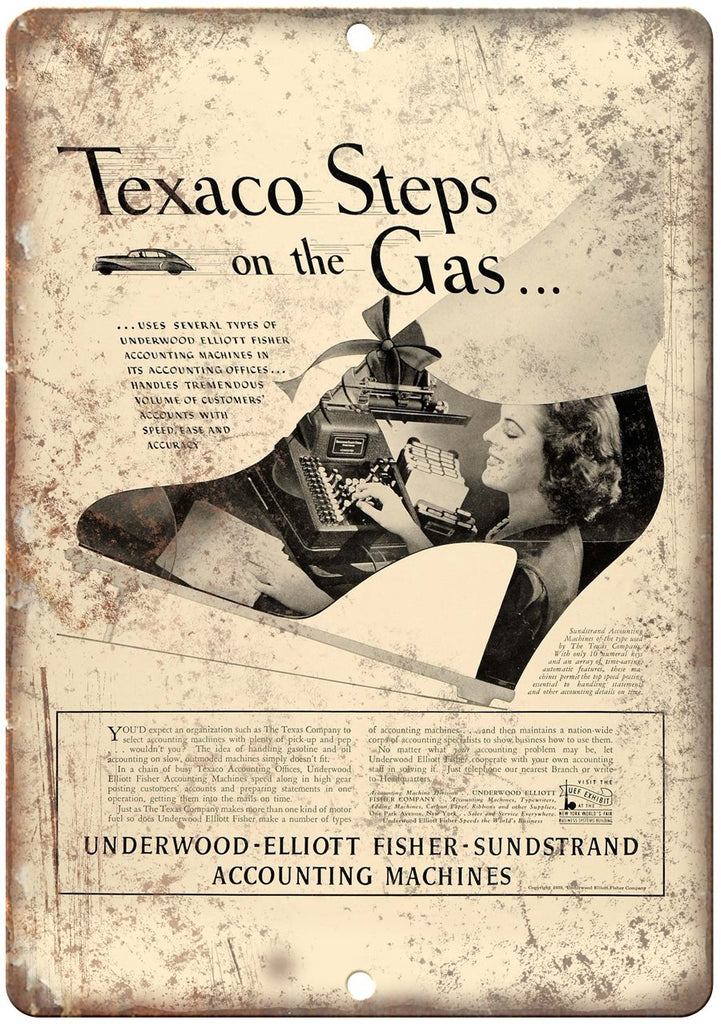 Texaco Steps On The Gas Motor Oil Metal Sign