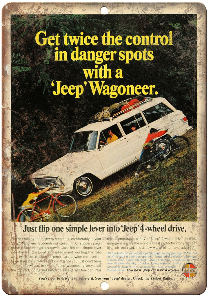 Jeep Wagoneer Kaiser 4Wheel Drive Ad Metal Sign