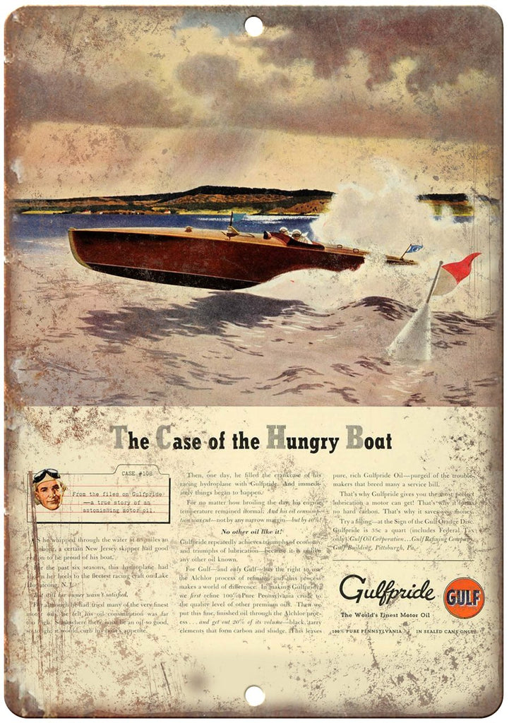 Gulfride Motor Oil Vintage Ad Metal Sign