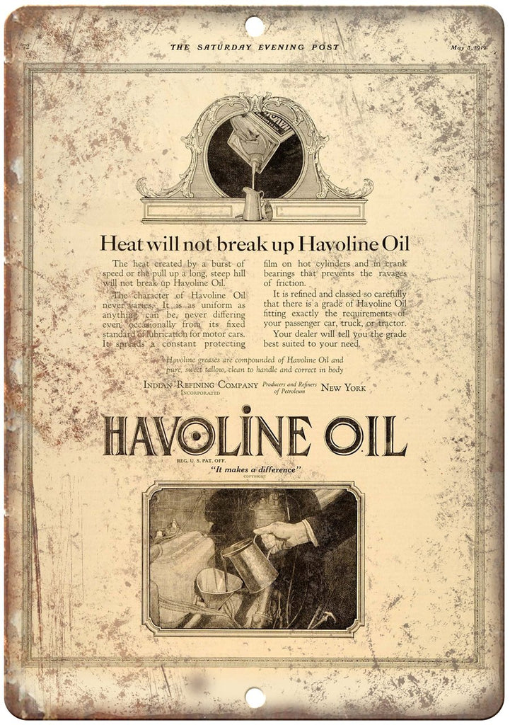 Havoline Oil Vintage Ad Metal Sign