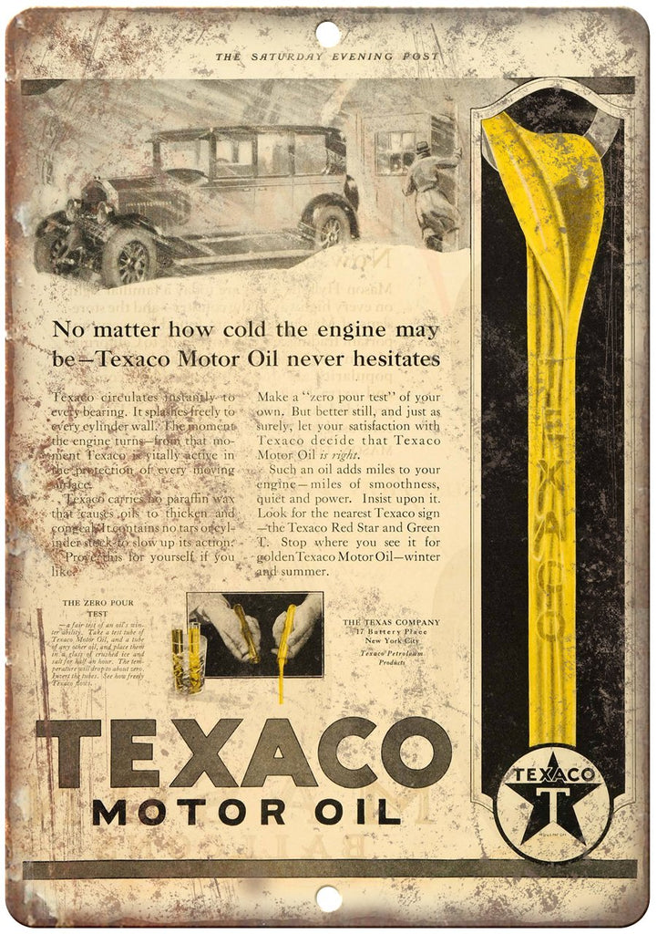 Texaco Motor Oil Vintage Ad Metal Sign