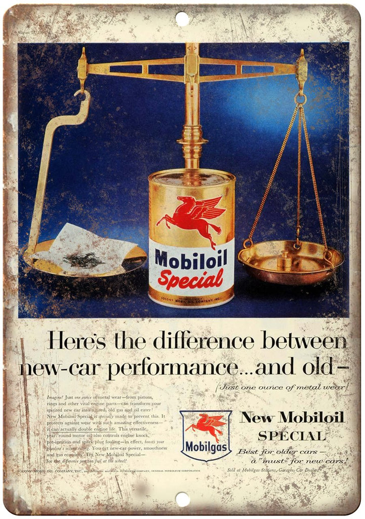 Mobiloil Special Motor Oil Metal Sign